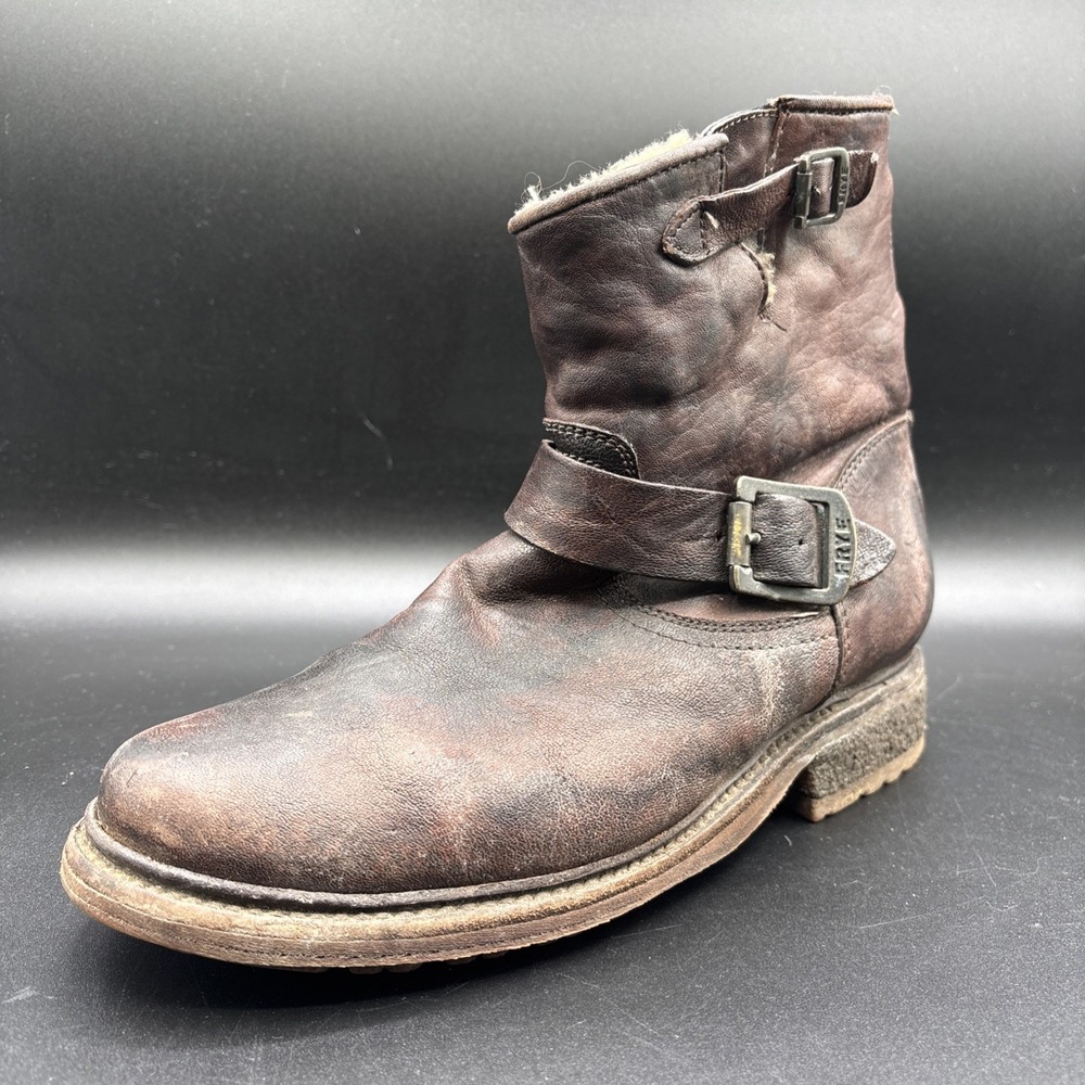 Frye Valerie Shearling Moto Leather Buckle Boot Women's 8 LEFT SHOE ONLY AMPUTEE